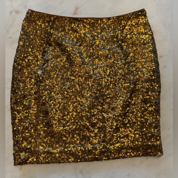 Cache Gold Mini Sequined Skirt Size 0 - Picture 1 of 8